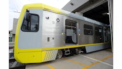 Metro unveiled its new pilot car for testing on the Metro Gold and Expo lines. A total of 78 cars will be delivered by El Segundo-based Kinkisharyo International. Metro unveiled its new pilot car for testing on the Metro Gold and Expo lines. A total of 78 cars will be delivered by El Segundo-based Kinkisharyo International.