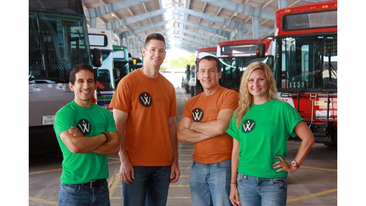 Left to right: Abraham Acosta, health fitness specialist; Timothy Kelly, wellness program manager; Michael Nyren, director of risk management and Wellness Program founder; and, Christina Holt, health fitness specialist.