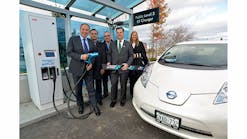 PowerStream&apos;s ribbon cutting cermony, with ABB&apos;s Terra 53 fast charger ready to serve EV drivers from the greater Toronto region.