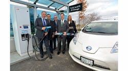 PowerStream&apos;s ribbon cutting cermony, with ABB&apos;s Terra 53 fast charger ready to serve EV drivers from the greater Toronto region.