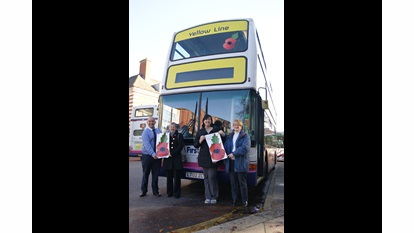 from left to right, First Norwich Operations Manager Lee Howes, Royal British Legion community Fundraiser Lyn Hatch, Royal British Legion Benefits and Money Advisor Katy Lewi, and Royal British Legion County Secretary Lynn Scarrott.