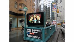 Typical outdoor digital LCD display at a subway entrance. Typical outdoor digital LCD display at a subway entrance.