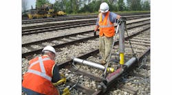 Engineers test rail neutral temperature utilizing TÜV Rheinland’s VERSE equipment to eliminate potential track expansion due to ambient temperature rises. Engineers test rail neutral temperature utilizing TÜV Rheinland’s VERSE equipment to eliminate potential track expansion due to ambient temperature rises.