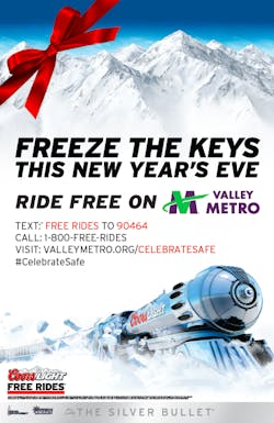 MillerCoors and Valley Metro teamed up to offer free rides on bus and rail on Dec. 31.