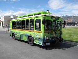 Link Transit launched five battery-electric Ebus Inc. trolleys. Link Transit launched five battery-electric Ebus Inc. trolleys.
