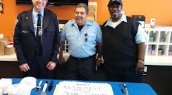 Big Blue Bus thanks retiring motor coach operators Tim Giroux, left, Vicente Murillo, center, and Jesse Webb, right, for 111 years of service to the city of Santa Monica.