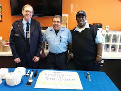 Big Blue Bus thanks retiring motor coach operators Tim Giroux, left, Vicente Murillo, center, and Jesse Webb, right, for 111 years of service to the city of Santa Monica. Big Blue Bus thanks retiring motor coach operators Tim Giroux, left, Vicente Murillo, center, and Jesse Webb, right, for 111 years of service to the city of Santa Monica.