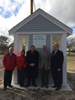 From left to right, CCRTA Chairman and Bourne Town Manager Tom Guerino; CCRTA HST Director Paula George; Robert C. Lawton Jr.; CCRTA Administrator Thomas Cahir; Sandwich Town Manager Bud Dunham.