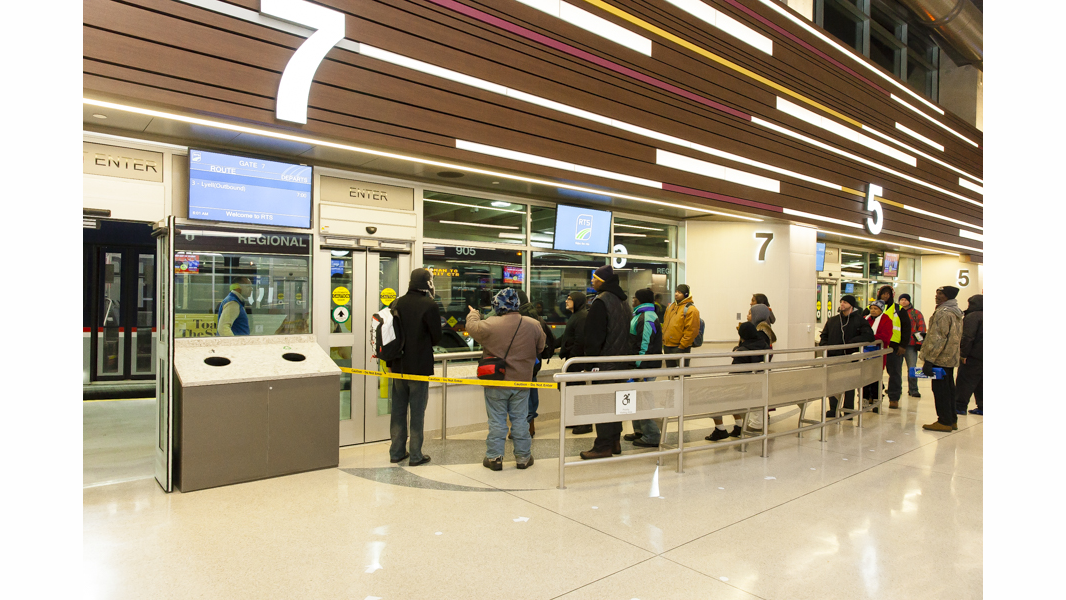 The building spans the block between North Clinton Avenue and St. Paul Street in Rochester, and will serve more than 20,000 customers who travel through downtown each day.