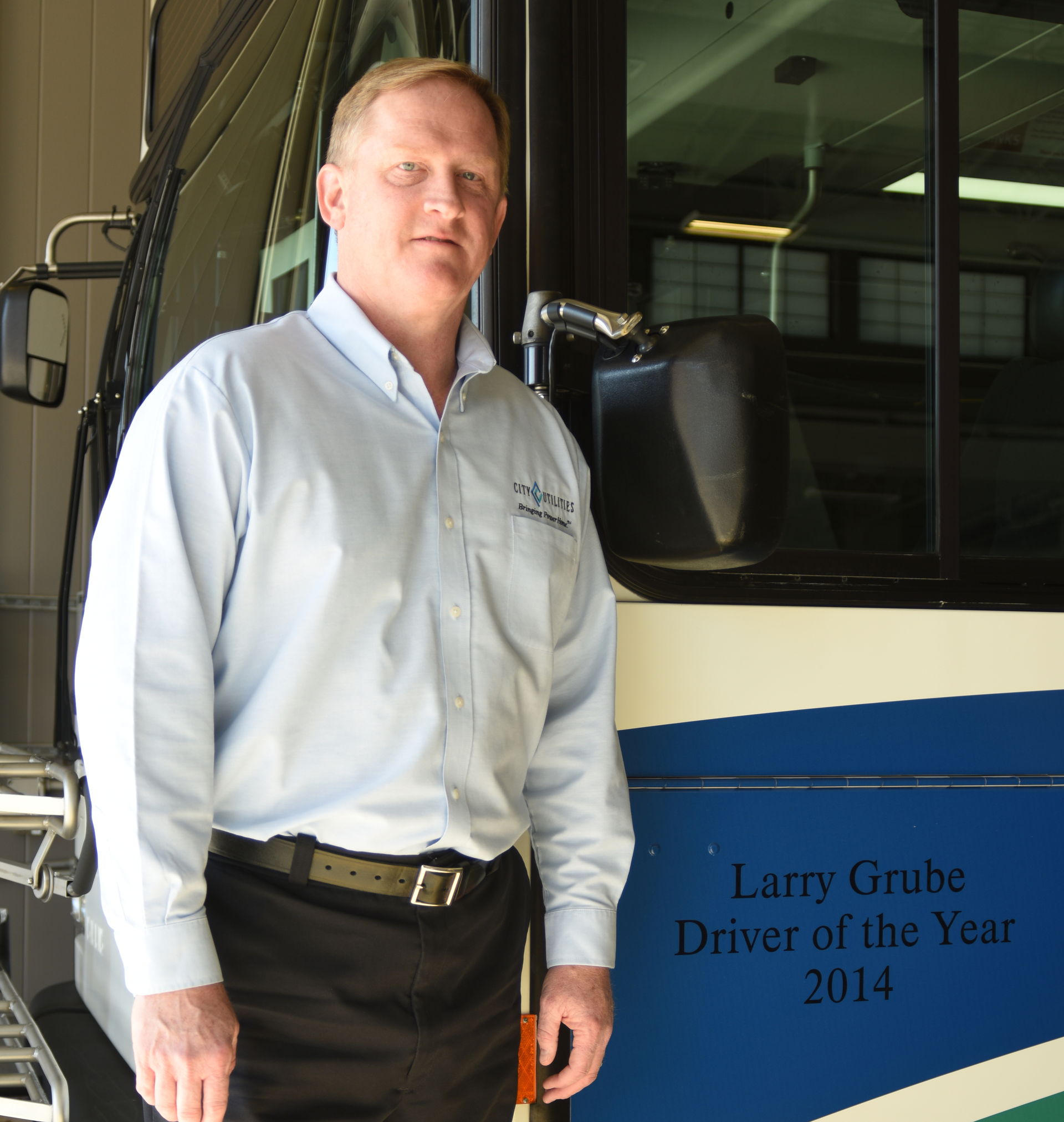 Larry Grube was named City Utilities' 2014 Driver of the Year for his service.