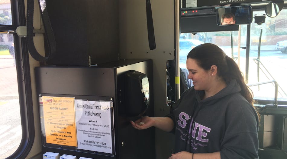 SLO Transit has expanded its trial of hand sanitizer dispensers on buses to now have units in its entire fleet.
