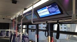 A digital signage pilot project in Grand Rapids, Michigan, put the devices on a bus route to inform riders about event information and real-time stop information. A digital signage pilot project in Grand Rapids, Michigan, put the devices on a bus route to inform riders about event information and real-time stop information.