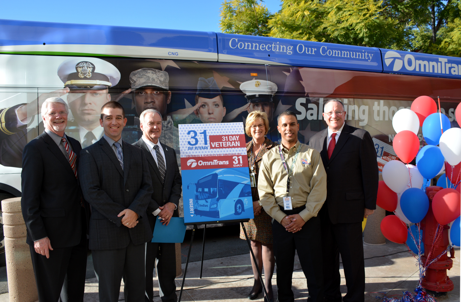 Ron Dailey, Omnitrans board member, Loma Linda council member; John Reynolds, staff analyst at San Bernardino County Department of Veterans Affairs; Scott Graham, Omnitrans CEO/general manager ; and Barbara Fallen, director of the VA Loma Linda.