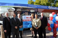 Ron Dailey, Omnitrans board member, Loma Linda council member; John Reynolds, staff analyst at San Bernardino County Department of Veterans Affairs; Scott Graham, Omnitrans CEO/general manager ; and Barbara Fallen, director of the VA Loma Linda. Ron Dailey, Omnitrans board member, Loma Linda council member; John Reynolds, staff analyst at San Bernardino County Department of Veterans Affairs; Scott Graham, Omnitrans CEO/general manager ; and Barbara Fallen, director of the VA Loma Linda.
