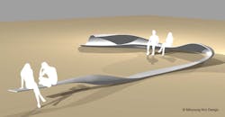 The weaving plaza design as part of the Blue Line extension will consist of four paving materials, blending through to UNC Charlotte’s signature red brick. The weaving plaza design as part of the Blue Line extension will consist of four paving materials, blending through to UNC Charlotte’s signature red brick.