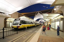 The 14-mile, six-station, Orange Line, which was built months ahead of schedule and $22 million under budget, begins in northwest Dallas, goes through Irving and Las Colinas before ending at the Dallas/Fort Worth International Airport. The 14-mile, six-station, Orange Line, which was built months ahead of schedule and $22 million under budget, begins in northwest Dallas, goes through Irving and Las Colinas before ending at the Dallas/Fort Worth International Airport.
