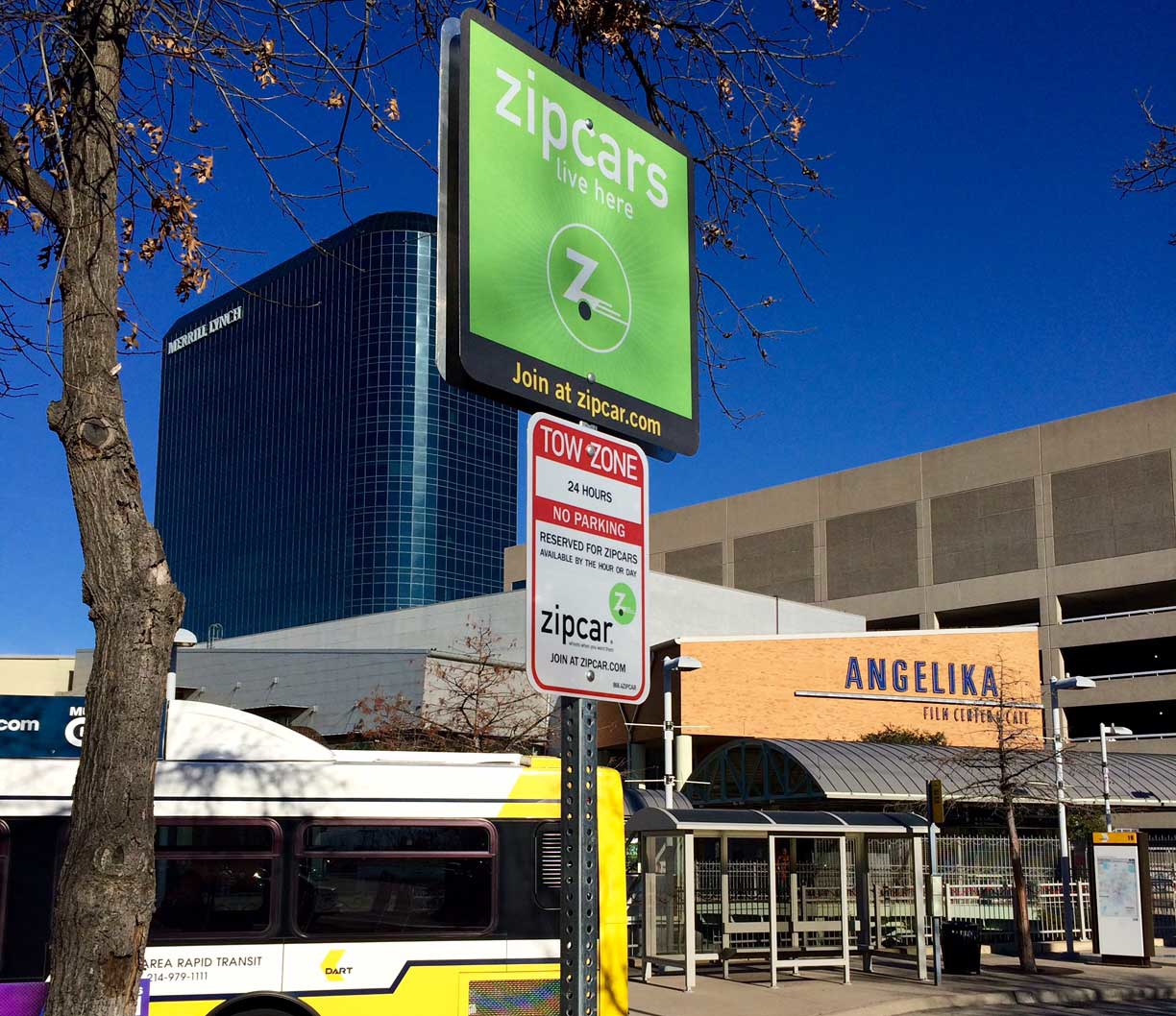 Zipcar is now parking two vehicles at Mockingbird Station. The cars are located at two marked spots in the &ldquo;kiss and ride&rdquo; area of the parking lot, near the station entry.