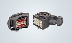 Han-Yellock bridge blocks in Han-Eco® 6 B bulkhead mounted housing and hood. Han-Yellock bridge blocks in Han-Eco® 6 B bulkhead mounted housing and hood.