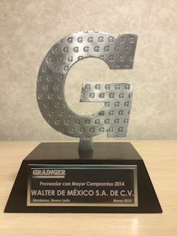 This is the fourth consecutive year that Waler Surface Technologies has won an award from Grainger Mexico This is the fourth consecutive year that Waler Surface Technologies has won an award from Grainger Mexico