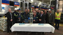 RailPlan mechanical team, RPI leadership, members from MTA Maryland and Bombardier Transportation celebrate one-year injury free.