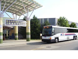 MTA bus dropping off employees at the Great Lakes Crossing Mall. MTA bus dropping off employees at the Great Lakes Crossing Mall.