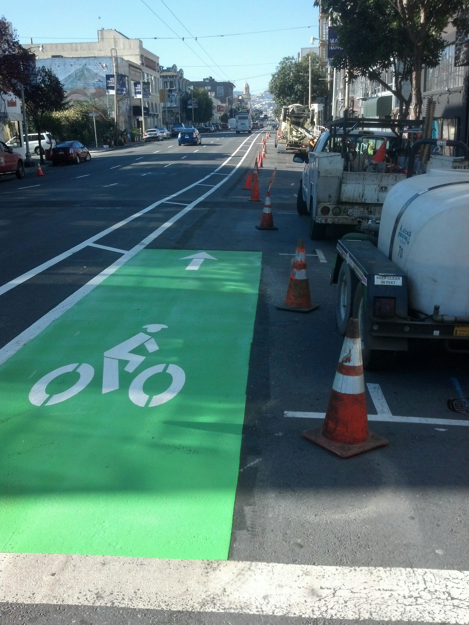 Work to further increase bike and pedestrian safety in District 6 took the form of the Howard Street Buffered Bikeway Project.