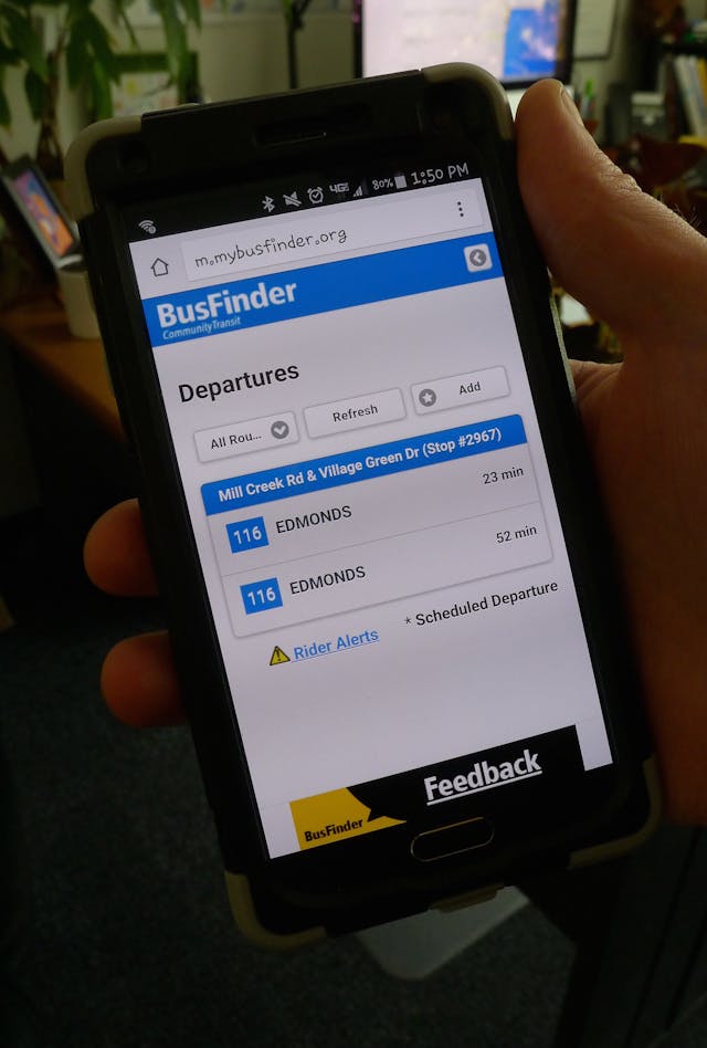 BusFinder works best by entering the bus stop number found at all Community Transit bus stops.