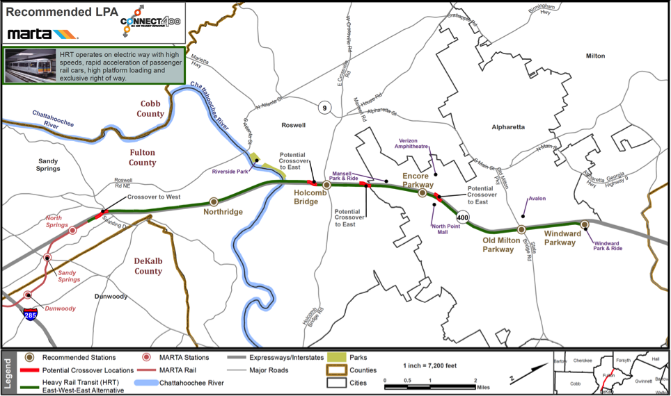 The locally preferred alternative for the Red Line extension MARTA is exploring.