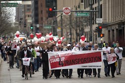 In Denver, nearly 400 people turned out to join the RTD and its many partners, including the Denver mayor, for a unity parade and rally as a part of Stand Up For Transportation Day. Here’s a photo of the march in Denver that included hundreds of people. In Denver, nearly 400 people turned out to join the RTD and its many partners, including the Denver mayor, for a unity parade and rally as a part of Stand Up For Transportation Day. Here’s a photo of the march in Denver that included hundreds of people.