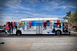 Valley Metro bus wrapped with winning design. Valley Metro bus wrapped with winning design.