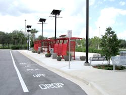 New park-and-ride facilities have popped up along the express bus route. New park-and-ride facilities have popped up along the express bus route.