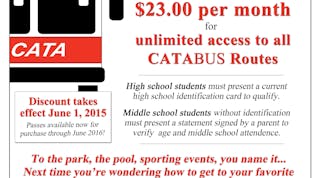 CATA&apos;s youth passes will be go through the end of 2015.