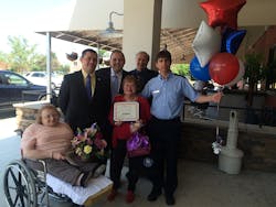 Trustee Donna McNamee, Board President Brian Falkowski, Lake County Commissioner Kevin Malecek, General Manager Ray Jurkowski, (front) 20 Millionth Rider Ona Labadie, Laketran Drive Ben Delaplane Trustee Donna McNamee, Board President Brian Falkowski, Lake County Commissioner Kevin Malecek, General Manager Ray Jurkowski, (front) 20 Millionth Rider Ona Labadie, Laketran Drive Ben Delaplane
