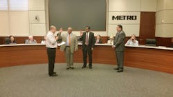 Sanjay Ramabhadran and Barron Wallace were sworn into the Metro Board of Directors May 28. Sanjay Ramabhadran and Barron Wallace were sworn into the Metro Board of Directors May 28.