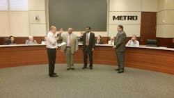 Sanjay Ramabhadran and Barron Wallace were sworn into the Metro Board of Directors May 28.