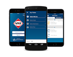 Virginia Railway Express Mobile app, available for free from the Apple and Android app stores, allows riders to buy and use fares anywhere, anytime right from their smartphone. Virginia Railway Express Mobile app, available for free from the Apple and Android app stores, allows riders to buy and use fares anywhere, anytime right from their smartphone.