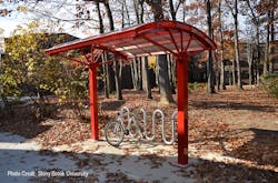 Stony Brook University has ordered eight more Brasco bike shelters for its campus. Stony Brook University has ordered eight more Brasco bike shelters for its campus.
