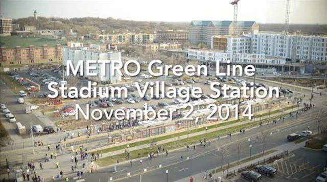 Metro Green Line&apos;s Stadium Village Station after a Viking&apos;s Game