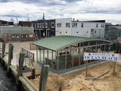 Due to Ocean City's location on Fire Island, materials for the shelter had to be ferried to via boat to the location. Due to Ocean City's location on Fire Island, materials for the shelter had to be ferried to via boat to the location.