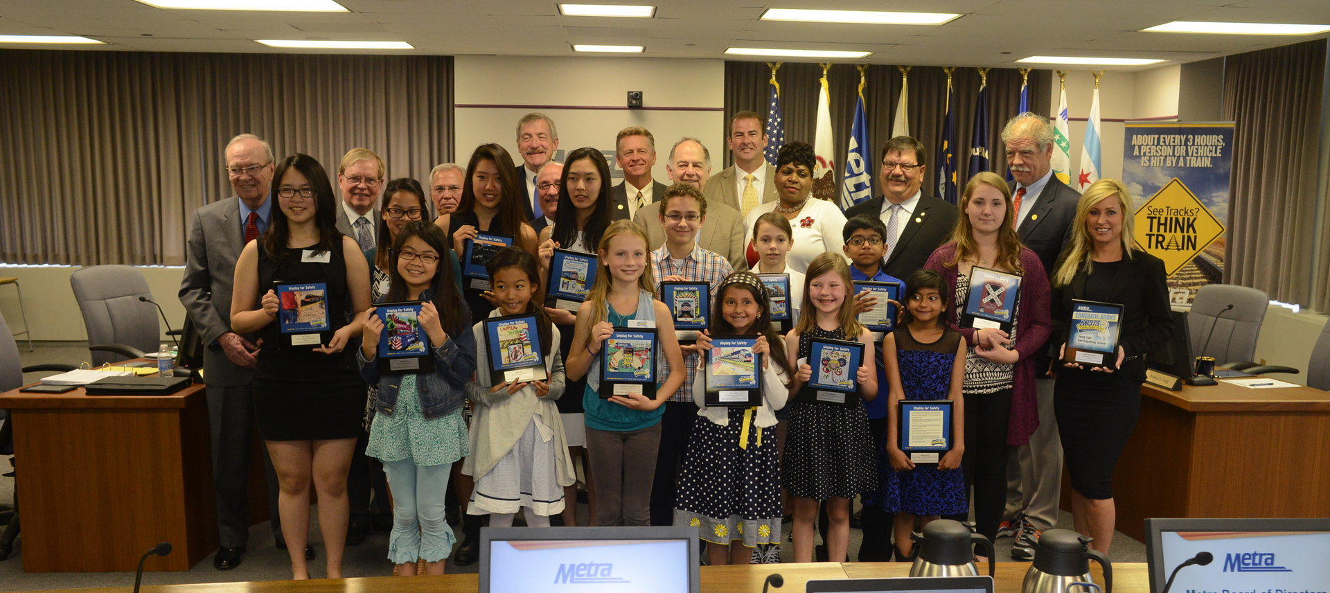 The Metra board of directors honored the winners of the 2015 edition of Metra's Safety Poster and Essay Contest.