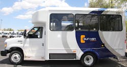 Purchased with funding from the Federal Transportation Administration (FTA) and the city of Tucson, Sun Van received 35 cut-away vehicles built by Glaval at a cost of $90,000 per vehicle. Purchased with funding from the Federal Transportation Administration (FTA) and the city of Tucson, Sun Van received 35 cut-away vehicles built by Glaval at a cost of $90,000 per vehicle.