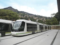The trams can run on gradients of up to 13 percent. The trams can run on gradients of up to 13 percent.