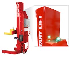 The new Rotary Lift Mach Series LockLight accessory makes it easy for technicians, supervisors and health/safety officials to see at a glance if a Mach Series mobile column lift is properly resting on its locks.