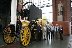 Early Hit Rail participants pose with early railway icon Stephenson’s Rocket in the National Railway Museum. Early Hit Rail participants pose with early railway icon Stephenson’s Rocket in the National Railway Museum.