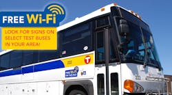 Look for signs next to the doors or in the sign above the windshield on Wi-Fi enabled buses.