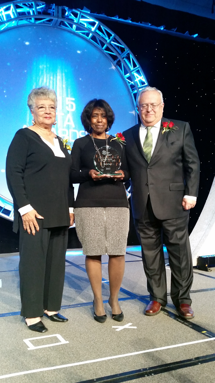 Hall of Fame is a special honor reserved for individuals who have long and distinguished careers in the industry; who have made extraordinary contributions to public transportation and who have actively participated in APTA activities: Elonzo (Lonnie) W. Hill, an influential local and national leader (1938-2009). Accepting was his widow and best friend.