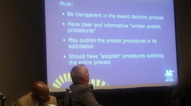 Joe Ramirez presents a list of things government agencies need to do in order to mitigate protests from the RFP process.