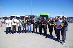 AC Transit 2015 Bus Roadeo Winners: AC Transit Bus Roadeo winners celebrate victory at the awards ceremony held in Hayward. Pictured from left to right, Steve Armijo, Jr., Adrian McFarland, Jesse Dela Cruz, Alvin Tan, Sean Burr, Kenneth Taylor, Xavier Ochoa, Miguel Lopez, Victor Pierson, Fred Phang, Ryan Mah, and Arthur Bonifacio. AC Transit 2015 Bus Roadeo Winners: AC Transit Bus Roadeo winners celebrate victory at the awards ceremony held in Hayward. Pictured from left to right, Steve Armijo, Jr., Adrian McFarland, Jesse Dela Cruz, Alvin Tan, Sean Burr, Kenneth Taylor, Xavier Ochoa, Miguel Lopez, Victor Pierson, Fred Phang, Ryan Mah, and Arthur Bonifacio.