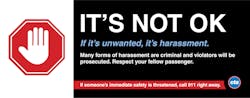 A CTA campaign poster that will be placed around the system as part of the agency&apos;s quest to report incidents of harassment.