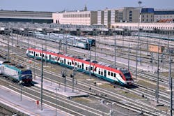 Coradia Meridian is an Electric Multiple Unit (EMU) train able to run at a maximum speed of 160 km/h. Coradia Meridian is an Electric Multiple Unit (EMU) train able to run at a maximum speed of 160 km/h.